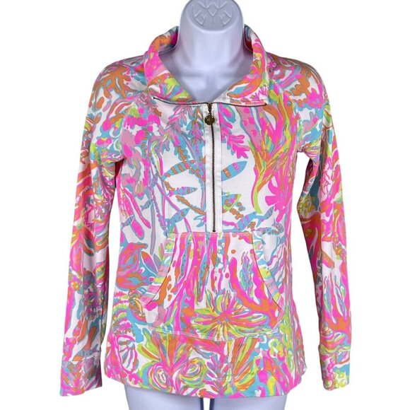 Lilly Pulitzer Women XXS Skipper Popover 1/2 Zip Scuba To Cuba Holy Grail Jacket - Picture 6 of 16